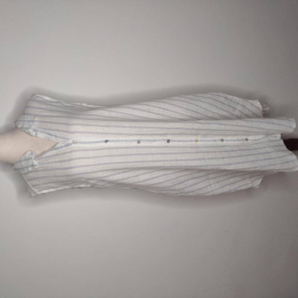NWT RoseMarine Women's White/Blue Striped/Pure Linen Dress Size Medium